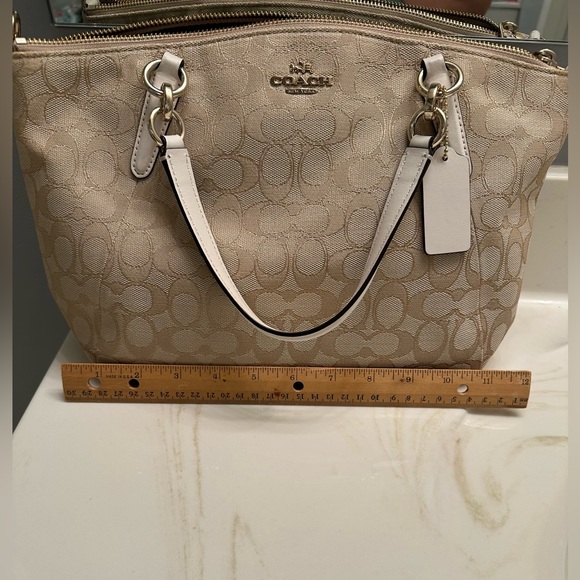 COACH Signature Canvas Small Kelsey Satchel Bag - Light Khaki/Chalk (NEW) - Picture 12 of 12